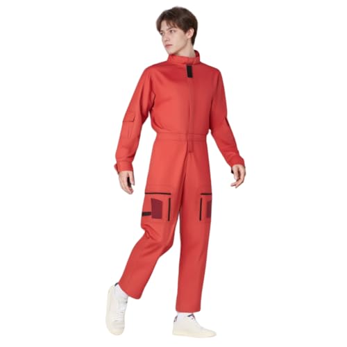 LAFUFU Star Lord Kostüm Cosplay Peter Quill Cosplay Outfit Roter Overall mit Tasche für Halloween (Rot, M) von LAFUFU