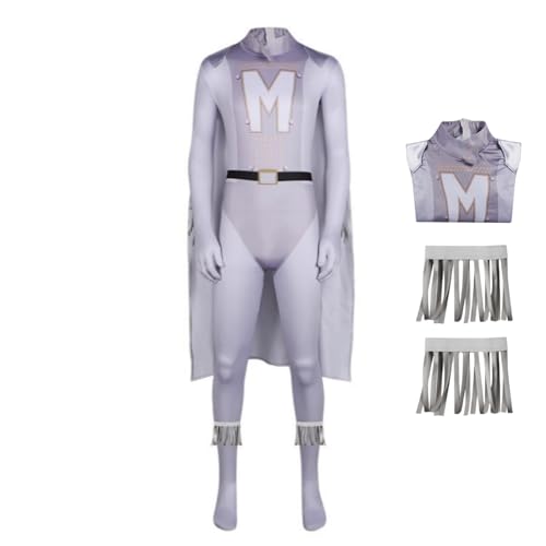 LAFUFU Superhelden Kostüm Cosplay Bodysuit Umhang mit Bein Zubehör Lustige Verkleidung Herren für Halloween Karneval Party (Weiß, M) von LAFUFU