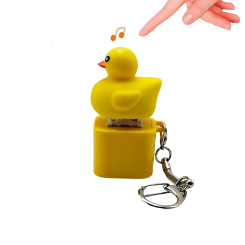 Quackende Ente Schlüsselanhänger, Ente Quacking Fidget-Spielzeug, Ente Tastatur-Tastenkappen, die Stressabbau mit bunten Lichtern quacken, tragbar und lustiges Spielzeug zur Angstlinderung von LAHDYFHOE