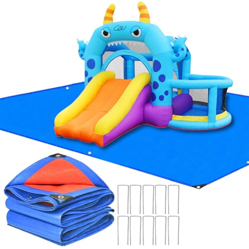 197 x 118 Zoll Bounce House Matte für aufblasbaren Bouncer, schützende Bodenplane für aufblasbare Hüpfburgen Schutzunterlage Pad mit 10 Metall-Erdspießen (nur Matte) von LAIAMER
