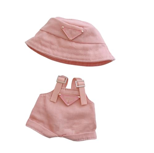 17 cm Kleidungsset für Puppe (ohne Puppe), Hut und Overall-Set für 17 cm Zubehör-Anzug, niedliche Kleidung zum Verkleiden, einzigartiger Stil (Rosa) von LAIBUY