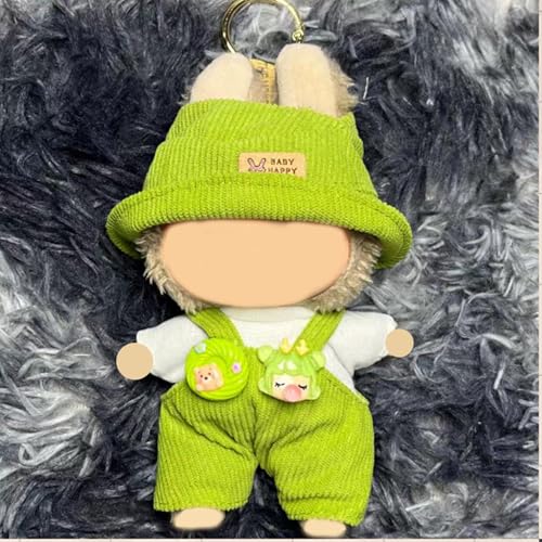 17cm Puppenkleidung Kleidung für 17cm Puppe Plüsch Chic Style Set für 17cm Puppen Hut Overall Set für 17cm Puppen Zubehör Anzug (Grün) von LAIBUY