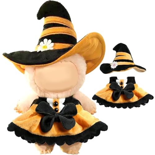 Halloween Kleidung für Puppe (KEINE Puppe), 2 Stück Sweetheart Hexe Zubehör für 17 cm Puppen, Halloween Outfit Einzigartiges Dress Up - Hexenhut + Kleid von LAIBUY