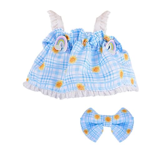 Kleidung für 17 cm große Puppe, Rock-Set für Puppen, 2-teiliges Set mit Fliege und Rock, Outfit, Premium-Mode, niedliches Kleid für 17 cm Puppenzubehör (keine Puppe) (Hellblau) von LAIBUY