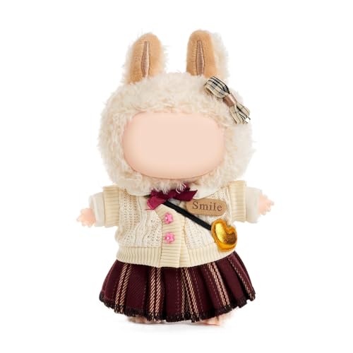 Kleidung für Puppe, 17 cm Puppenkleidung, 5-teiliges Set, Puppenkleidung, Premium-Puppen-Outfit mit Zubehör, Kopfschmuck, Pullover, Hemd, Faltenrock, Tasche (ohne Puppe) von LAIBUY