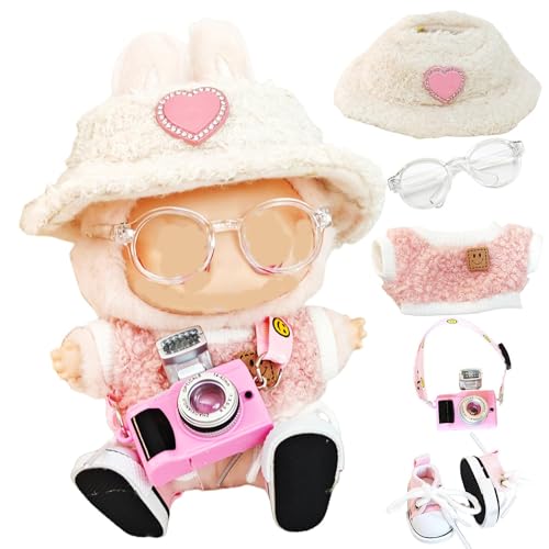 Kleidung für Puppen, fünfteiliges Set (keine Puppe), einschließlich Kleidung, Hüte, Hosen, Schuhe, Kameras, Puppenzubehör (Hutschuhe-Kamera) von LAIBUY