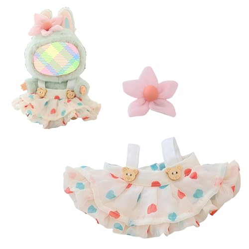 Kleidung für Puppen Zubehör (keine Puppe), Kawaii Rock Outfit Set 2 Stück für 15cm 17cm Puppenanzug, Stilvolle Dress Up Blumenpuppe Kleidung Set Ersatz Beige von LAIBUY