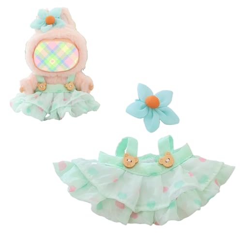 Kleidung für Puppen Zubehör (keine Puppe), Kawaii Rock Outfit Set 2 Stück für 15cm 17cm Puppenanzug, Stilvolle Dress Up Blumenpuppe Kleidung Set Ersatz Grün von LAIBUY
