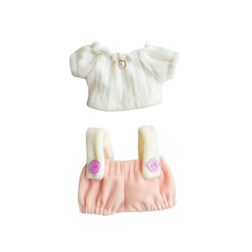 Kleidung für Puppen Zubehör (keine Puppe), süßes Outfit Set 2 Stück Latzhose für 15 & 17 cm Puppenanzug, stilvolle Anziehoveralls Puppenkleidungsset Ersatz Rosa von LAIBUY