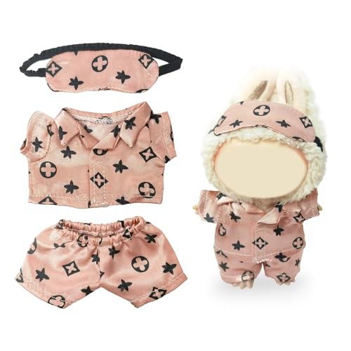 Kleidung kompatibel mit Puppen – 3-teiliges klassisches Set, 17 cm Puppenkleidung, Designer-Outfit für gemütliche Nacht, stilvolles Luxus-Pyjama-Zubehör, keine Puppen (Rosiges Nachtwäsche-Set) von LAIBUY