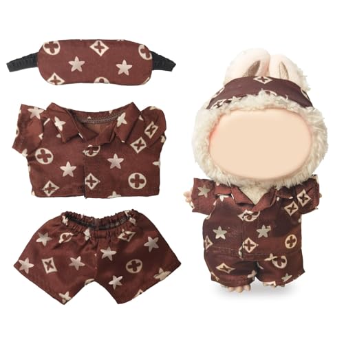 Kleidung kompatibel mit Puppen – Blaues und weißes Tweed-Kleid mit Schleife, Armband und Schuhen, 4-teiliges Couture-inspiriertes Outfit für 20,3 cm große Puppen (braun) von LAIBUY