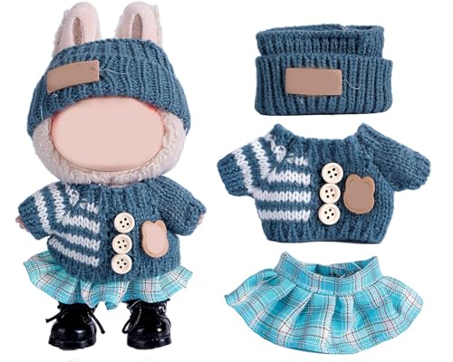 Kleidung kompatibel mit Puppen-Set (keine Puppe), Hut & handgefertigtes Häkelset für 15 cm/17 cm – stilvolle entzückende Puppenkleidungszubehör, Designer-süße Kleidung zum Verkleiden, einzigartiger von LAIBUY