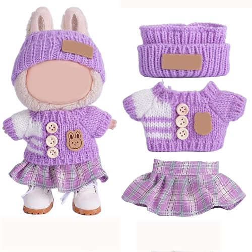 Kleidung kompatibel mit Puppen-Set (keine Puppe), Hut & handgefertigtes Häkelset für 15 cm/17 cm – stilvolles Puppen-Outfit mit Accessoires, Designer-süße Kleidung zum Verkleiden, einzigartiger Stil von LAIBUY
