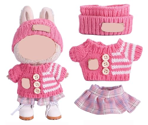 Kleidung kompatibel mit Puppen-Set (keine Puppe), Hut & handgefertigtes Häkelset für 15 cm/17 cm – stilvolles Puppen-Outfit mit Zubehör, Designer-süße Kleidung zum Verkleiden, einzigartiger Stil von LAIBUY