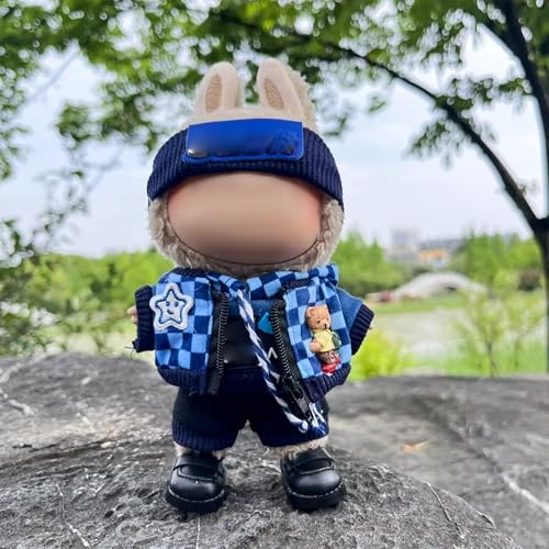 Kleidung passend für L-BU Puppe, Mode Puppe Kleidung Outfit Set Cute Theme Designer Spielzeug Kleid Zubehör für Sammler Fans Display (Hellblaues Gitter) von LAIBUY