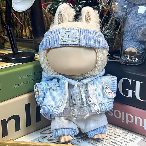 Kleidung passend für L-BU Puppe, Mode Puppe Kleidung Outfit Set Cute Theme Designer Spielzeug Kleid Zubehör für Sammler Fans Display (Hellblaues Gitter) von LAIBUY
