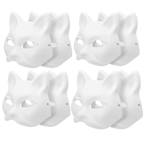 LAIBUY Fox Anime Katzenmaske, Halbgesichtsmaske - 8 Stück, handbemalt für Cosplay, Maskerade & Karneval (zufällige Lieferung) von LAIBUY