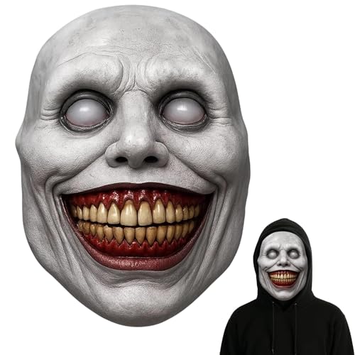 LAIBUY Gruselige Maske, Halloween-Maske für Erwachsene, Horrormaske für Cosplay- und Halloween-Partys, weiße böse Gesichtsmaske für gruseliges Kostümzubehör von LAIBUY