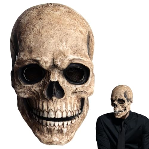 LAIBUY Halloween-Masken für Herren, gruselig, voller Kopf, Totenkopf-Maske mit beweglichem Kiefer, realistischer Latexhelm, gruselige, standbare Skelett-Kopfbedeckung, harte Version, Gelb LAIBUY Halloween-Masken für Herren, gruselig, voller Kopf, Totenkopf-Maske mit beweglichem Kiefer, realistischer Latexhelm, gruselige, standbare Skelett-Kopfbedeckung, harte Version, Gelb von LAIBUY