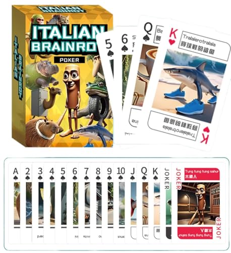 LAIBUY Italienische Brainrot Pokerkarte, Tralalero Tralala und Tung Tung Tung Sahur, berühmte Fantasie-Bizzar-Tiere, bizarre und lustige Illustrationen LAIBUY Italienische Brainrot Pokerkarte, Tralalero Tralala und Tung Tung Tung Sahur, berühmte Fantasie-Bizzar-Tiere, bizarre und lustige Illustrationen von LAIBUY