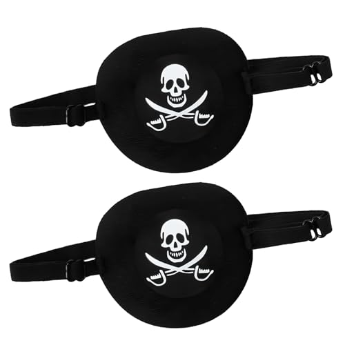LAIBUY Piraten-Augenklappe, Totenkopf-Augenklappen, Piraten-Augenklappen, Halloween-Augenmaske, Piraten-Zubehör, Piraten-Kostüm, Totenkopf-Piraten-Augenklappe für Halloween, Party, Cosplay, 2 Stück LAIBUY Piraten-Augenklappe, Totenkopf-Augenklappen, Piraten-Augenklappen, Halloween-Augenmaske, Piraten-Zubehör, Piraten-Kostüm, Totenkopf-Piraten-Augenklappe für Halloween, Party, Cosplay, 2 Stück von LAIBUY