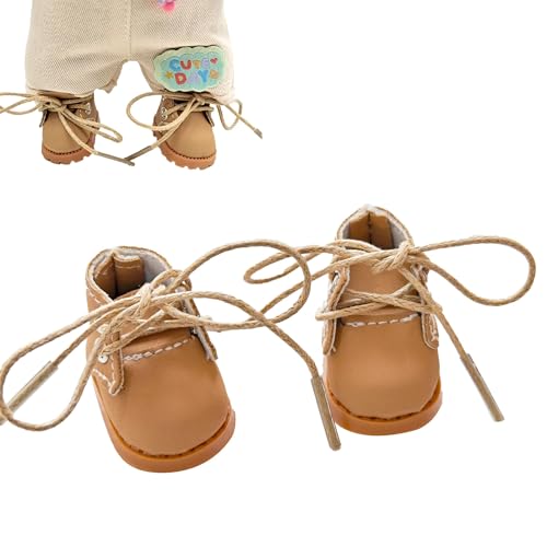 Mini-Puppenschuhe, 1 Paar niedliche Martin-Stiefel, Ersatz kompatibel für 17 cm/15 cm Puppen, Spielzeug, Outfit-Zubehör (Khaki Martin Stiefel) von LAIBUY