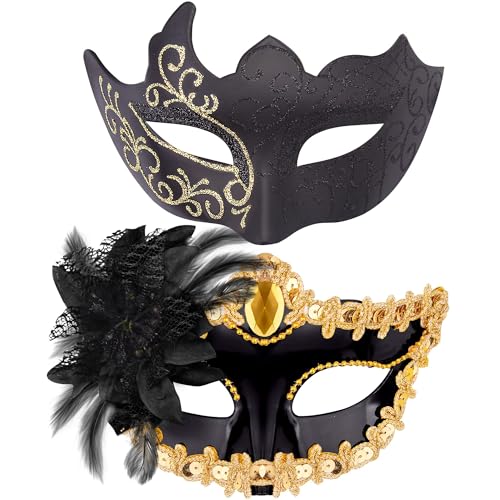 Paar Maskerade Masken Set Venezianische Party Maske Kunststoff Halloween Kostüm Maske Karneval Maske für Damen und Herren von LAIBUY