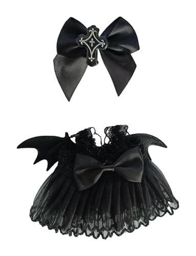 Puppen-Outfit-Kleidungsset für 17 cm große Puppen, Premium-Mode, Halloween, schwarzer Fledermauskleid, Overall für Puppen Zubehör (keine Puppe) (schwarzes Kleid) von LAIBUY