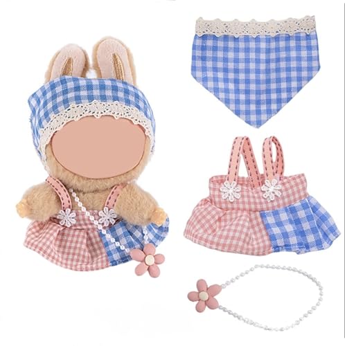 Puppenkleid, 17 cm, 2-teiliges Set aus Haarband und Rock, hochwertig, modisch, niedliches Kleid, Puppenzubehör, keine Puppe (Rosa und Blau) von LAIBUY