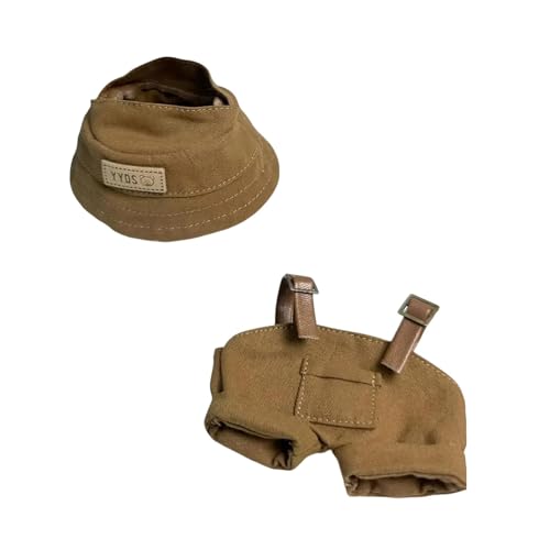 Puppenkleidung (keine Puppe), niedliches Puppen-Outfit-Zubehör mit Hut + Hosenträgerhose, kleines Kawaii-Kleidungsset für Puppen (Stil 3) von LAIBUY