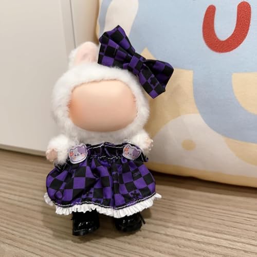 Puppenkleidung für L-bu, 17 cm Puppen-Outfits, Kleidungsset für 17 cm große L-bu Puppe, 2-teiliges Set Kleid Kleidung für L-bu, Mädchen Stilvolle entzückende Puppenkleiderzubehör (Lila) von LAIBUY