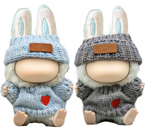 Puppenkleidung kompatibel mit 2 Sets (4 Stück), bezaubernd, 17 cm/15 cm, handgefertigte Häkelpuppenkleidung, Ropa-Designer-Zubehör für Puppe, Mütze und Pullover (blau und grau) von LAIBUY