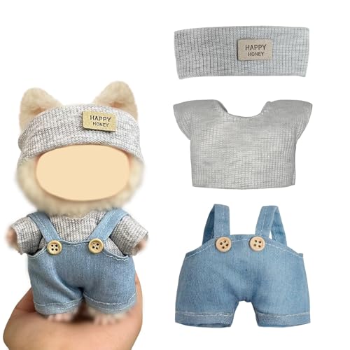 Puppenkleidungs-Set (17 cm) (3-teilig) – modischer Anzug, Overall, Mütze, keine Puppe im Lieferumfang enthalten von LAIBUY