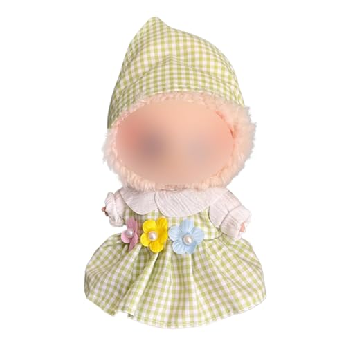 Puppenkleidungs-Set (ohne Puppe), 17 cm, süßes Kleid, kompatibel mit Puppen-Outfits (grünes Karomuster) von LAIBUY