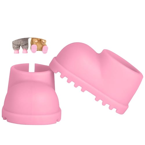 Puppenschuhe für 17 cm große Puppe, niedliche Mini-Schuhe, Zubehör für 17 cm große Puppen, sitzend, stehend, Silikon-Puppen-Regenschuhe, Stiefel (1 Paar, Rosa) von LAIBUY
