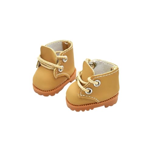 Puppenschuhe kompatibel mit 17 cm Puppe, stilvolle Schnürstiefel zum Anziehen, Outfit-Zubehör für 15 cm 17 cm Puppen (1 Paar - Kamel) von LAIBUY