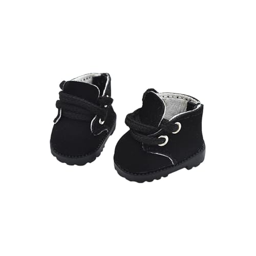 Puppenschuhe kompatibel mit 17 cm Puppe, stilvolle Schnürstiefel zum Anziehen, Outfit-Zubehör für 15 cm 17 cm Puppen (1 Paar - Schwarz) von LAIBUY