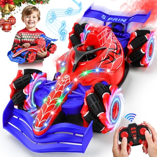 Ferngesteuertes Auto ab 6 Jahre, Großes 2.4 GHz 360° Drehung Remote Control Car Spielzeug mit Lichtern, Musik und Spray,4WD Monster Truck Drift Car, RC Spielzeug Geschenk Junge 3 4 5 6 7-12 Jahre von LAIBUY
