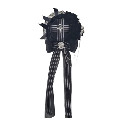 Elegante Haarspange mit Rosen-Haarspange mit Spitzenhut, Halloween-Kopfschmuck, Stoff-Haar-Accessoire für Kostümpartys, einzigartige Kopfbedeckung von LAIOUSN