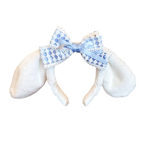 Eleganter Spitzenschleifen-Kopfschmuck mit pelzigen Ohren, Haarschmuck, ideal für Halloween-Partys und stilvolle Outfits, Cosplay-Kostüm, Stirnband von LAIOUSN