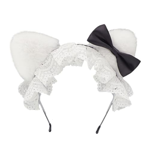 Halloween-Rollenspiel-Kopfschmuck mit Tierohren, mit pelziger Stoff-Spitze, Schleife, für den ganzen Tag, Foto-Requisiten, Katzenohren-Haarbänder Halloween-Rollenspiel-Kopfschmuck mit Tierohren, mit pelziger Stoff-Spitze, Schleife, für den ganzen Tag, Foto-Requisiten, Katzenohren-Haarbänder von LAIOUSN