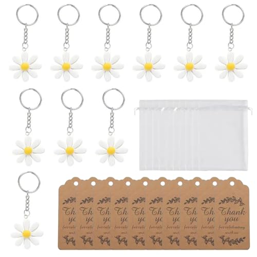 LAIOUSN 30-teiliges Gänseblümchen-Schlüsselanhänger-Set mit Dankeskarten und Organza-Beuteln als Wertschätzungsgeschenk, handgefertigtes Geburtstagsgeschenk, Gänseblümchen-Schlüsselanhänger LAIOUSN 30-teiliges Gänseblümchen-Schlüsselanhänger-Set mit Dankeskarten und Organza-Beuteln als Wertschätzungsgeschenk, handgefertigtes Geburtstagsgeschenk, Gänseblümchen-Schlüsselanhänger von LAIOUSN