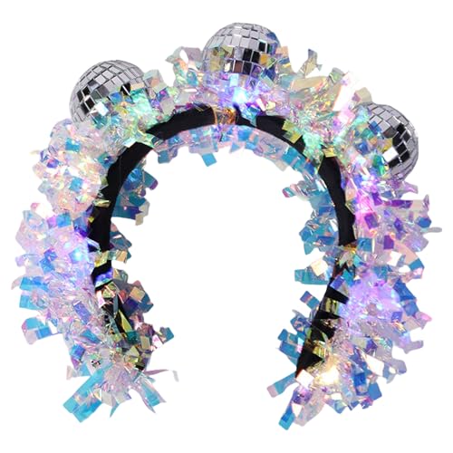 LAIOUSN Discos-Bälle, Haarreif, Pailletten-Kopfschmuck für Musik, Festival, Thema, Event, Kopfzubehör, Discokugeln, Stirnband LAIOUSN Discos-Bälle, Haarreif, Pailletten-Kopfschmuck für Musik, Festival, Thema, Event, Kopfzubehör, Discokugeln, Stirnband von LAIOUSN