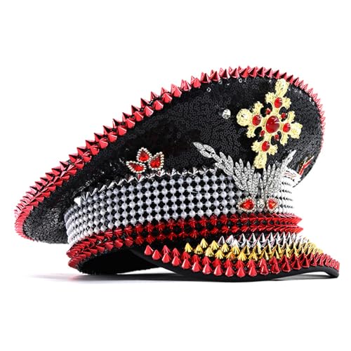 LAIOUSN Einzigartiger Glitzer-Hut, stilvolle Pailletten, verziert, Kapitänshut, stilvolle Party, Unisex, Mode-Accessoire, Junggesellinnenabschied LAIOUSN Einzigartiger Glitzer-Hut, stilvolle Pailletten, verziert, Kapitänshut, stilvolle Party, Unisex, Mode-Accessoire, Junggesellinnenabschied von LAIOUSN