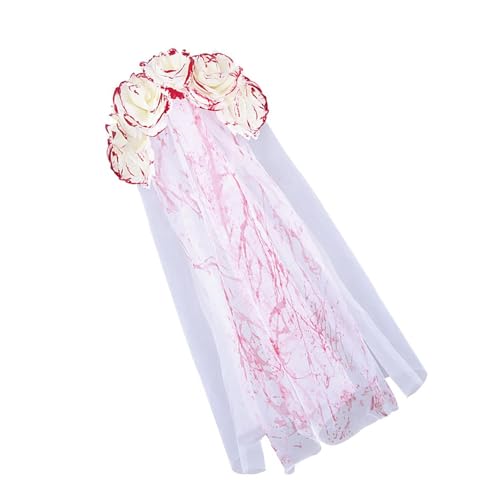 LAIOUSN Halloween-Kostüm für Erwachsene, Punk, Braut, Schleier, Blume, Haarreif, blutiger Haarreif, dunkle Serie, gruselige Phantome, Brautrequisiten, Gothic-Kostüm LAIOUSN Halloween-Kostüm für Erwachsene, Punk, Braut, Schleier, Blume, Haarreif, blutiger Haarreif, dunkle Serie, gruselige Phantome, Brautrequisiten, Gothic-Kostüm von LAIOUSN