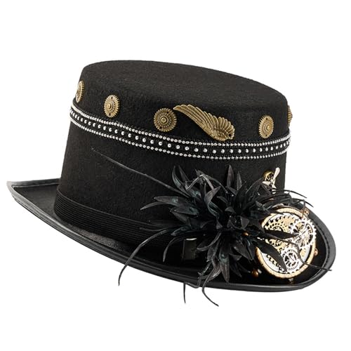LAIOUSN Industrial Age Geared Studded Hat For Coser Dark For Costume Parties Halloween Event Photo Props Unisex Halloween Accessories LAIOUSN Industrial Age Geared Studded Hat For Coser Dark For Costume Parties Halloween Event Photo Props Unisex Halloween Accessories von LAIOUSN