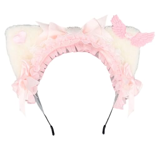 LAIOUSN Stilvolle Kätzchen-Kopfbedeckung, Bälle, Geburtstag, lustige Kopfbedeckung, Halloween-Schleifen, bezaubernde Haar-Kopfbedeckung, einzigartige Cosplay-Kopfbedeckung von LAIOUSN