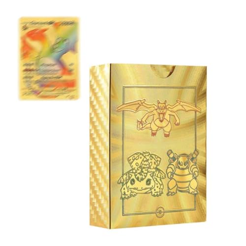 LAKJUOZ 55 Stück Gold Karten for Pokemon, Vstar Vmax Goldfolienkarten Mit Deck Box, Vergoldete Karte, V Sortierte Karten Einschließlich Verschiedener Seltener Folienkarten, Englische Version LAKJUOZ 55 Stück Gold Karten for Pokemon, Vstar Vmax Goldfolienkarten Mit Deck Box, Vergoldete Karte, V Sortierte Karten Einschließlich Verschiedener Seltener Folienkarten, Englische Version von LAKJUOZ