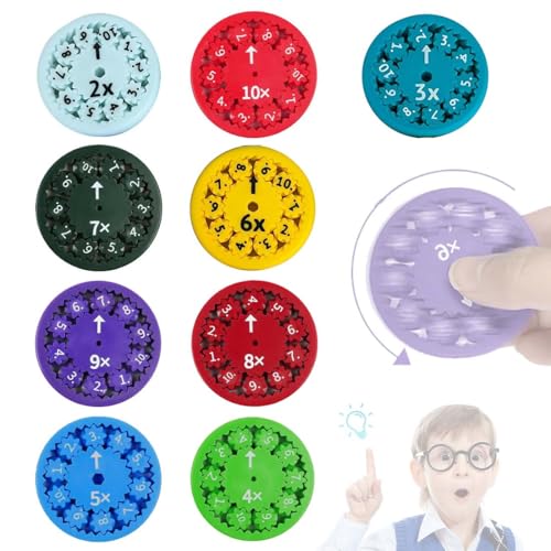 LAKJUOZ 9 Stück Mathe Fidget Spinner Math Fakten Fidget Spinner Mathe Fakten Fidget Spinner Mathe Fidget Spinners Lustige Mathe Lern Fidget Toys Für Kinder(Multiplikation,Division) von LAKJUOZ