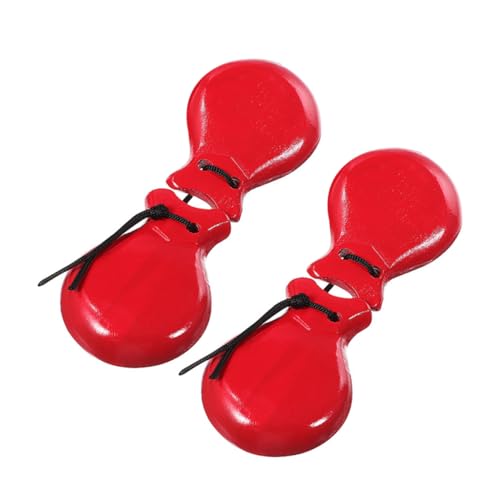 LALADEFIEE 1 Paar Schlagzeug musikinstrumente Musical Instruments Spanische Tanzkastagnetten hausparty Fingerkastagnetten-Rhythmusspielzeug kastagnetten Instrument hölzern rot von LALADEFIEE
